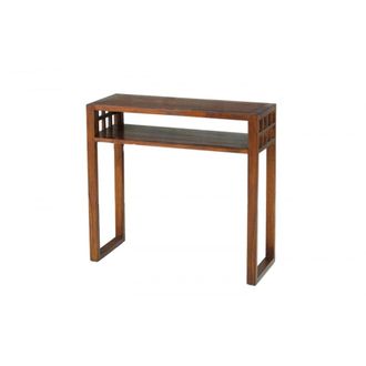 Macabane Consola rectangular con 1 estante madera de mindi marr&oacute;n