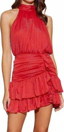 Mustard Seed Halter Neck Mini Dress In Chilli Red