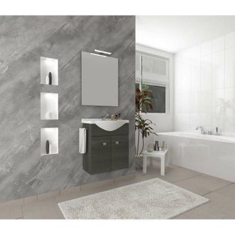 Savini Savini - Composizione Bagno Sospesa Zaffiro - Rovere Scuro - 385x57 cm