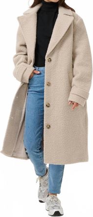 Kaffe Kaanne Teddy Fabric Notch Lapel Coat In Grey