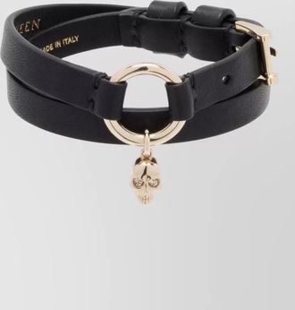Alexander McQueen double wrap bracelet gold tone skull