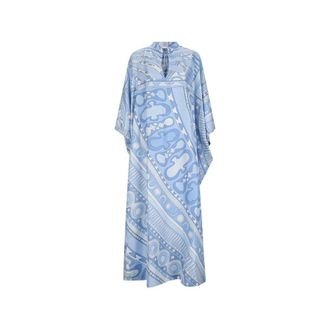 Pucci Maxi Dresses, female, Blue, Size: XL Kaftan 068