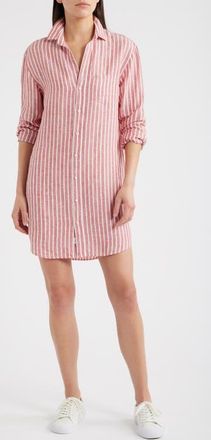 Frank & Eileen Mary Classic Long Sleeve Shirtdress in Red White Textured Stripe at Nordstrom, Size X-Large