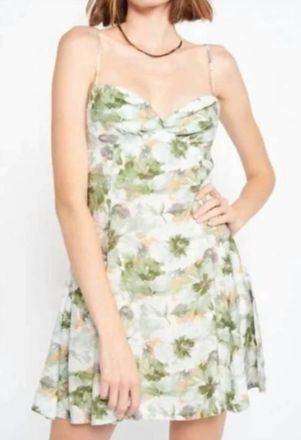 En Saison Lario Floral Sweetheart Mini Dress In Green Pastel