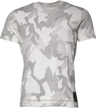 Dolce & Gabbana Camouflage Crew Neck T-shirt met Logo - Heren - T-shirts - Veelkleurig - M - Katoen - Tops