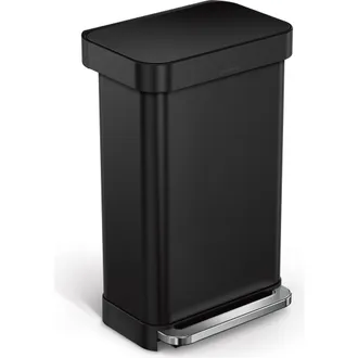 Simplehuman 45L rectangular step can with liner pocket in Matte Black at Nordstrom