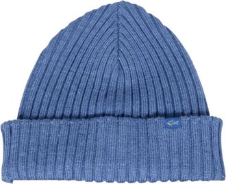 Paul & Shark Lichtblauwe Wollen Baret Hoed - unisex - Hoeden - Blauw - ONE Size - Wol - Accessoires