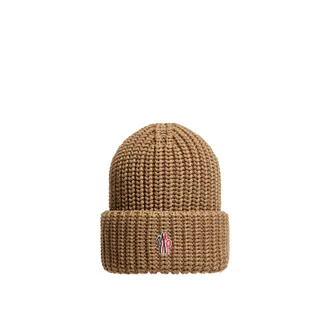 Moncler Moncler Logo Wool Beanie, Men, Beige, Size: One Size
