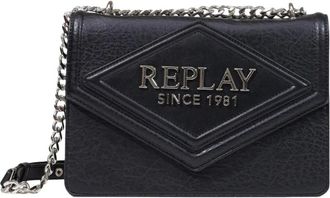 Replay Borsa a spalla martellata con logo stampato - - Bags - Donna - Nero - ONE SIZE