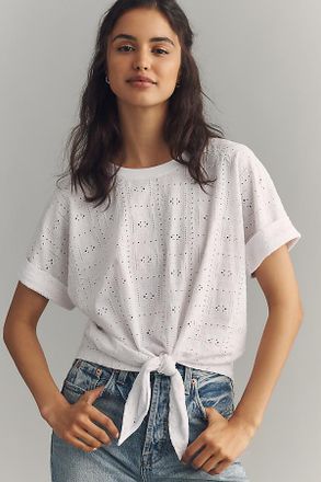 Sanctuary Eyelet Front-Tie T-Shirt Top