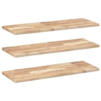Berkfield Home Floating Shelves 3 pcs 100x30x2 cm Untreated Solid Wood Acacia in Brown | Size: 100 x 30 x 2 cm
