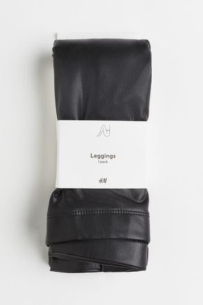 H&M Coated Leggings in Black at Nordstrom, Size X-Large