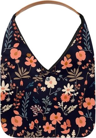 Generic Floral Painted Reusable Lightweight Grocery Bags - Foldable Into Compact Pouch, Washable & Sturdy, Multipurpose for Shopping and Travel