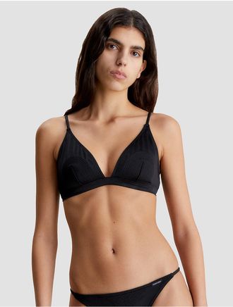Calvin Klein Womens Structured Triangle Bikini Top - Black - XS