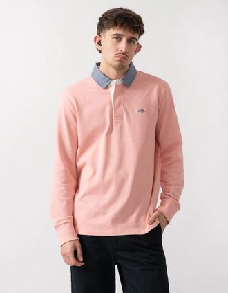 GANT Mens GANT Mens Regular Fit Chambray Heavy Rugger - 671 Bubblegum Pink - Size: 38