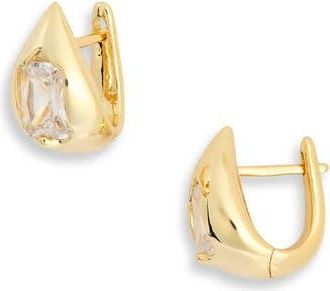 Nordstrom Rack Demi Fine Cubic Zirconia Teardrop Huggie Hoop Earrings in Clear- Gold at Nordstrom Rack