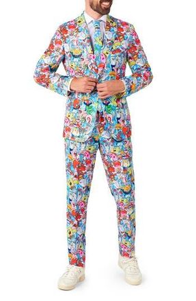 OppoSuits SpongeBob Frenzy Two-Piece Suit & Tie Set in Blue at Nordstrom Rack, Size 38