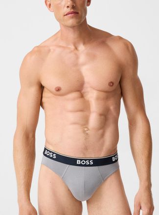 BOSS Mens Navy/khaki/grey briefs Cotton Stretch 3-pack