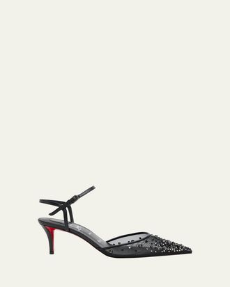 Christian Louboutin 60mm Miss Z Riviera Strass Mesh Pumps