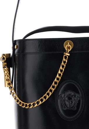 Versace Womens Leather Bucket Bag Brown Shoulder