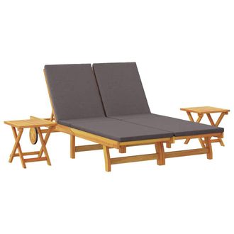 vidaXL Tumbona Con Coj&iacute;n Gris Oscuro Madera De Acacia S&oacute;lida Vidaxl
