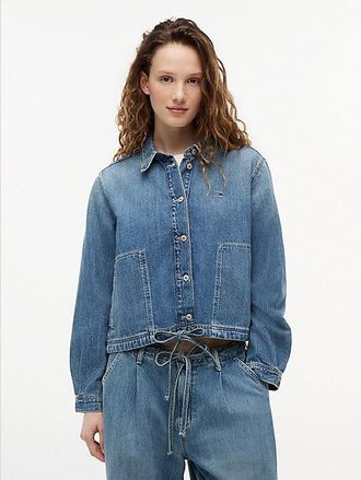 Tommy Hilfiger Chaqueta vaquera con lino y bajo con cord&oacute;n
