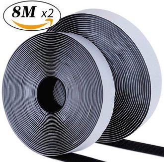 OEM Velcro Autoadesivo Extra Forte 20 Mm X 5 Metri, Nastro A Strappo Biadesivo (nero, 20 Mm X 5 M)
