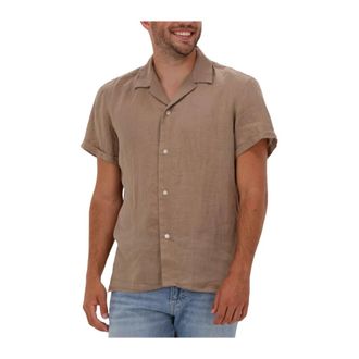 Drykorn Short Sleeve Shirt Bijan 126004 - Heren - Korte mouwen Overhemden - Bruin - S - Linnen - Overhemden