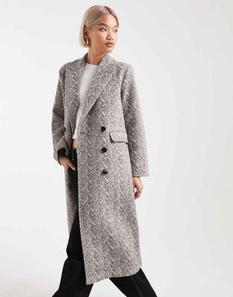 French Connection Cappotto doppiopetto elegante grigio a quadri-Multicolore