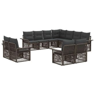 vidaXL Conjunto De Sof&aacute;s De Jard&iacute;n 11 Pcs Gris Y Gris Oscuro Vidaxl