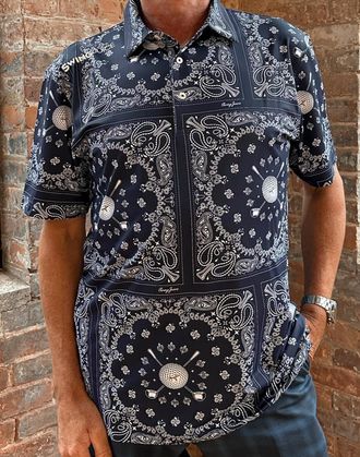 SwingJuice Mens Golf Bandana Polo In Navy