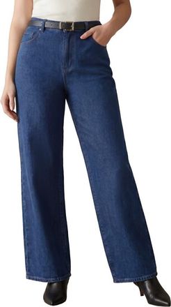 Jessica London Classic Denim Wide Leg Jean in Medium Stonewash at Nordstrom, Size 28