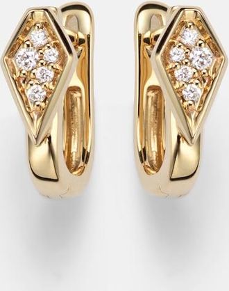 Stone and Strand Knife Edge Kite 14kt gold huggie earrings with diamonds