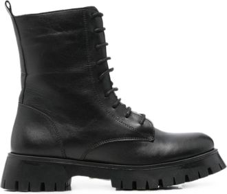 Sergio Moretti Black Leather Minimalist Lace-Up Boots