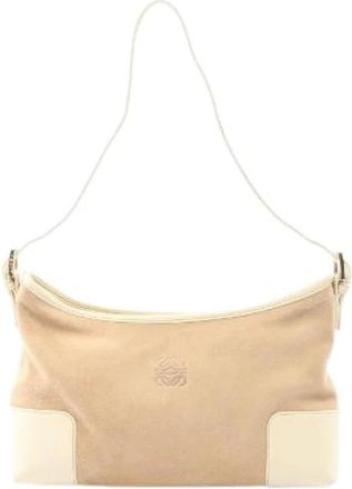 Loewe Pre-owned Shoulder Bags, female, Beige, Size: ONE SIZE Pre-owned Anagram Leather Shoulder Bag