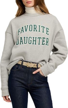Favorite Daughter Collegiate Cotton Blend Sweatshirt in Heather Grey/pine at Nordstrom, Size X-Large
