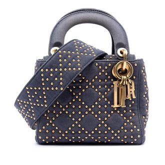 Dior Pre-owned Dior Mini Denim Cannage Studded Supple Lady Dior Ladies GR7XM4UNHQ2I3OAM