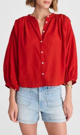Madewell Shirred Voile Button-Up Top in Cherry Red at Nordstrom Rack, Size X-Small