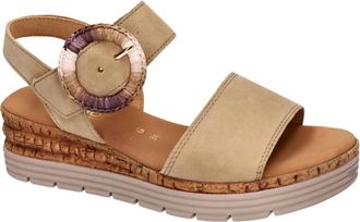 Gabor Samtchevreau Sand Sandal - Dames - Sleehakken - Beige - 40 EU - Leer - Schoenen