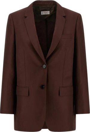 Alberto Biani America Blazer - Dames - Blazers - Bruin - S - Leer - Jassen