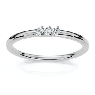 Pompeii3 Delicate Diamond 3-Stone Minimalist Anniversary Wedding Ring 14k Gold Lab Grown