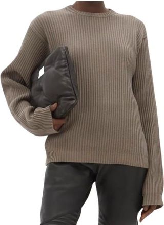 Rick Owens Brown Drop-Stitched Ribbed-Cotton Sweater Size S