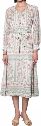 Greylin Reese Flowy Scarf Print Midi Dress In Ivory Combo