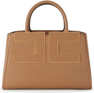 Elisabetta Franchi Tote met Logo - Dames - Handtassen - Bruin - ONE Size - Katoen - Tassen