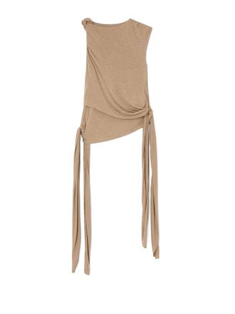 Ganni Viscose Jersey Draped Knot Detailing Top