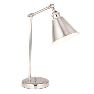 Loops Bright Nickel Table Lamp Light - Satin White Inner Shade - Knurled Detailing