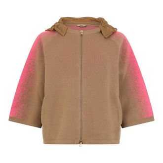 Herno Zip-throughs, female, Beige, Size: S Soft Cardigan with Hood and Zip