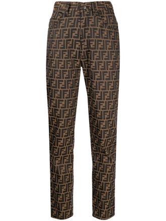 Fendi 1990-2000s straight jeans met CC afwerking - Bruin