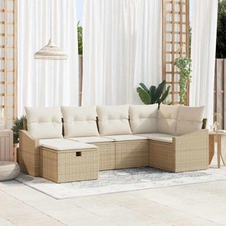 vidaXL Vidaxl - Conjunto De Sof&aacute; De Jard&iacute;n 6 Pcs Beige 55 X 62 X 69 Cm