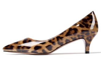 EDEFS Womens Pointed Toe Mid Heel Court Shoes Slip On Classic Office Dress Pumps Leopard EU38
